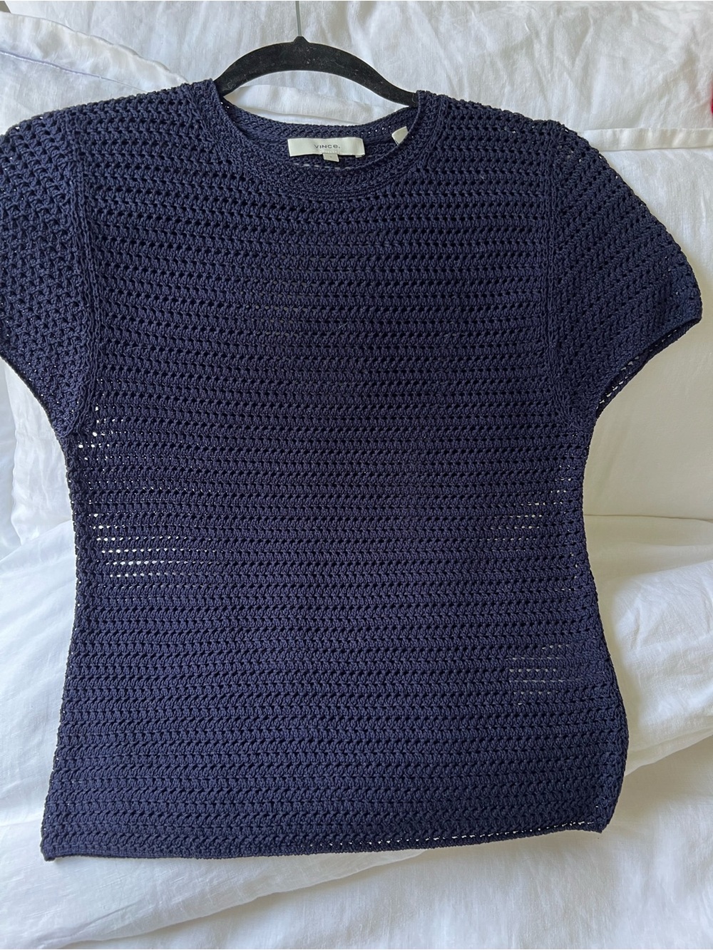 Vince Cotton Crochet Knit Crewneck Short SleeveTop Size S EUC - Picture 7 of 7